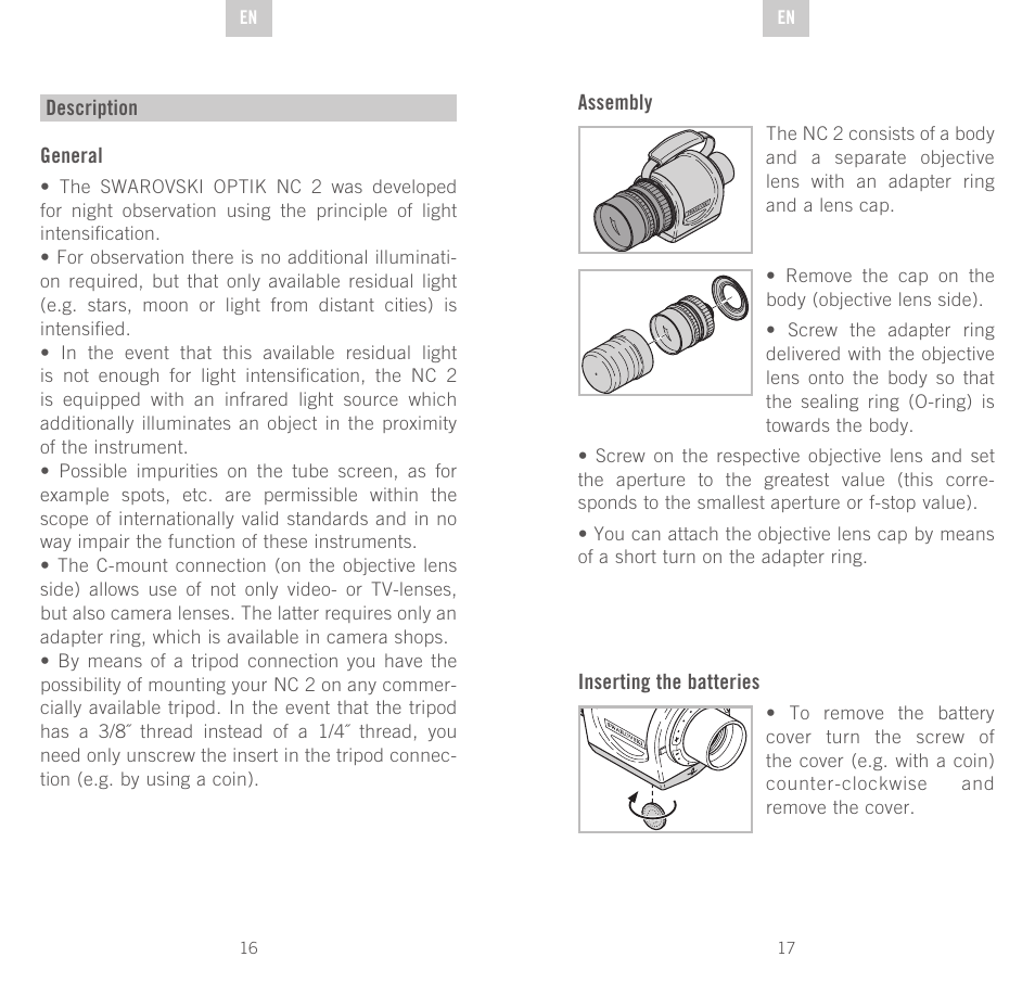 Swarovski Optik NC	2 User Manual | Page 9 / 61