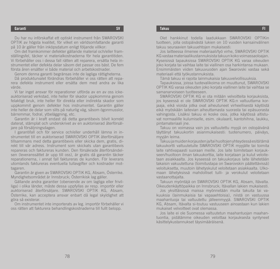 Swarovski Optik CL Pocket User Manual | Page 40 / 41