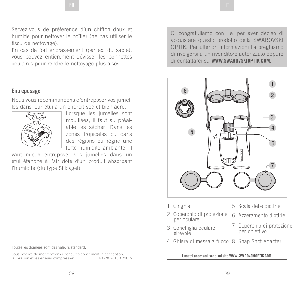 Entreposage | Swarovski Optik EL 50 User Manual | Page 15 / 51