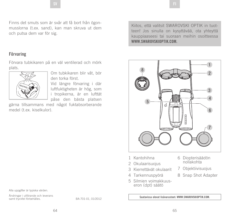 Förvaring | Swarovski Optik EL 50 User Manual | Page 33 / 51