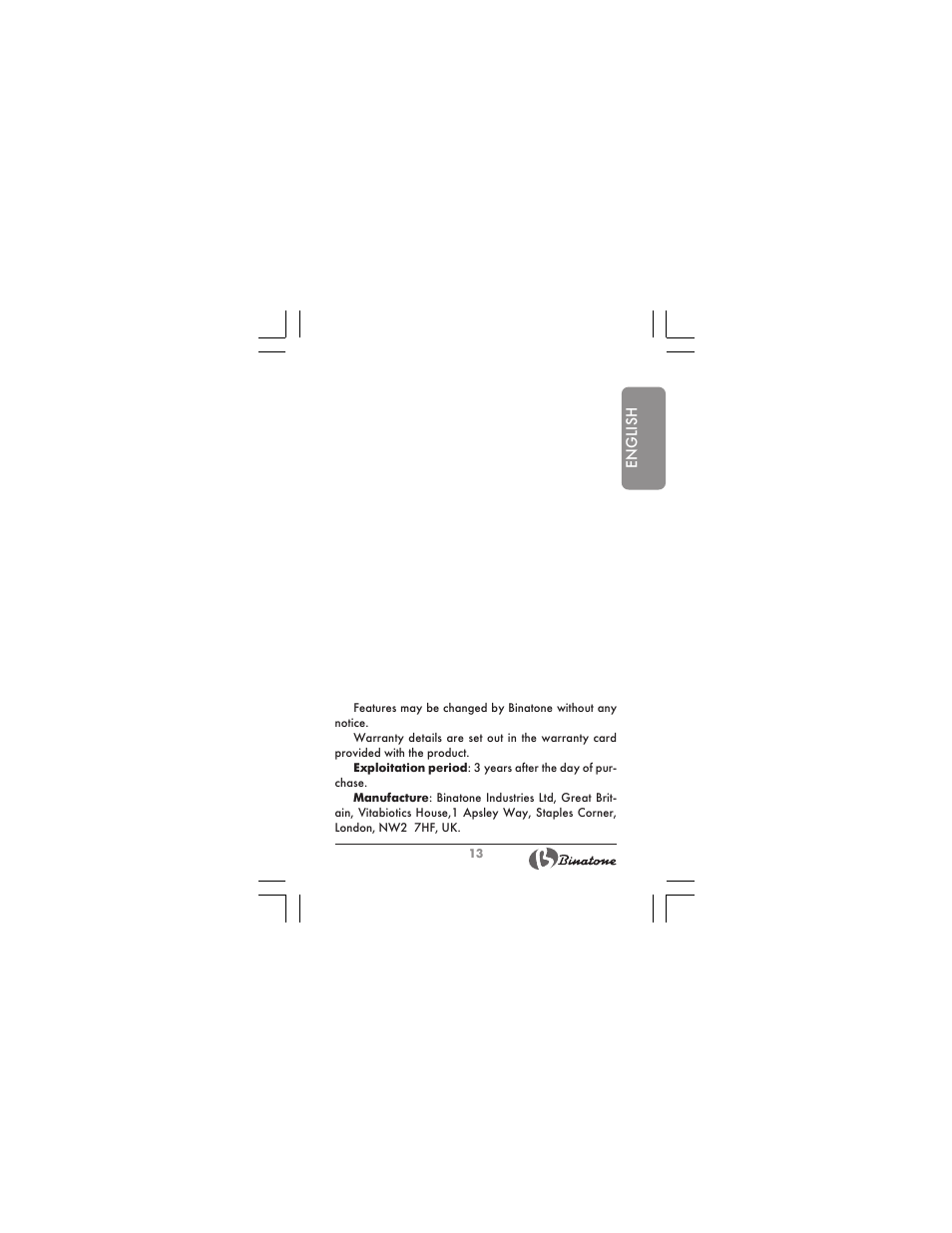 Binatone HR-09 User Manual | Page 13 / 48