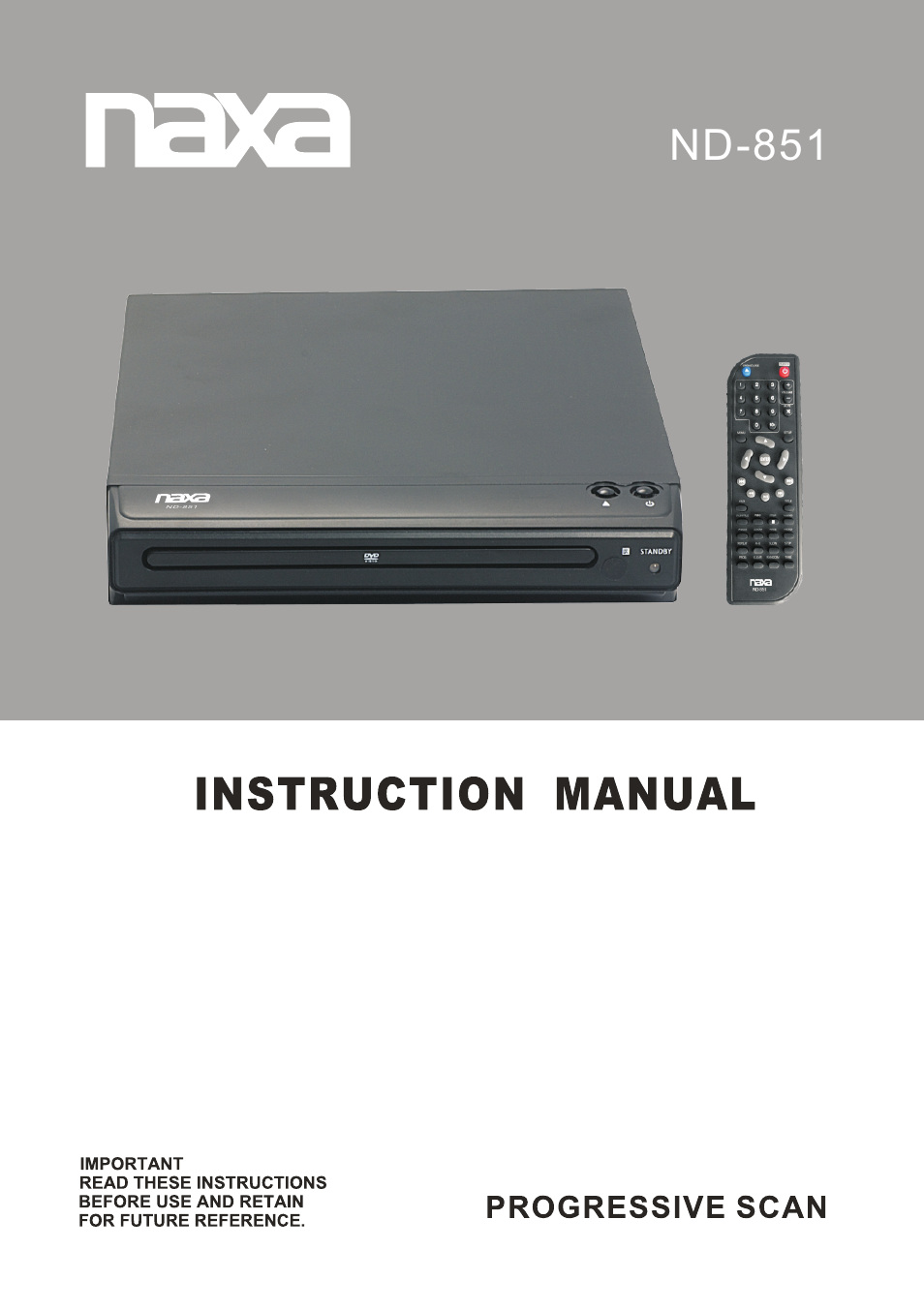 Naxa ND-851 User Manual | 20 pages