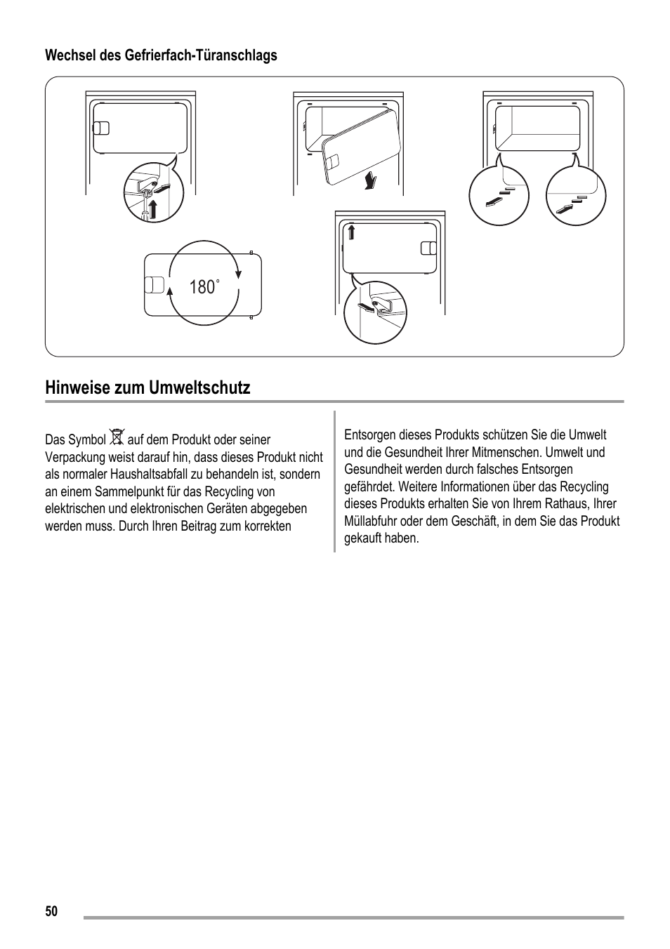 180˚ hinweise zum umweltschutz | ZANKER KBA 17401 SK User Manual | Page 50 / 52