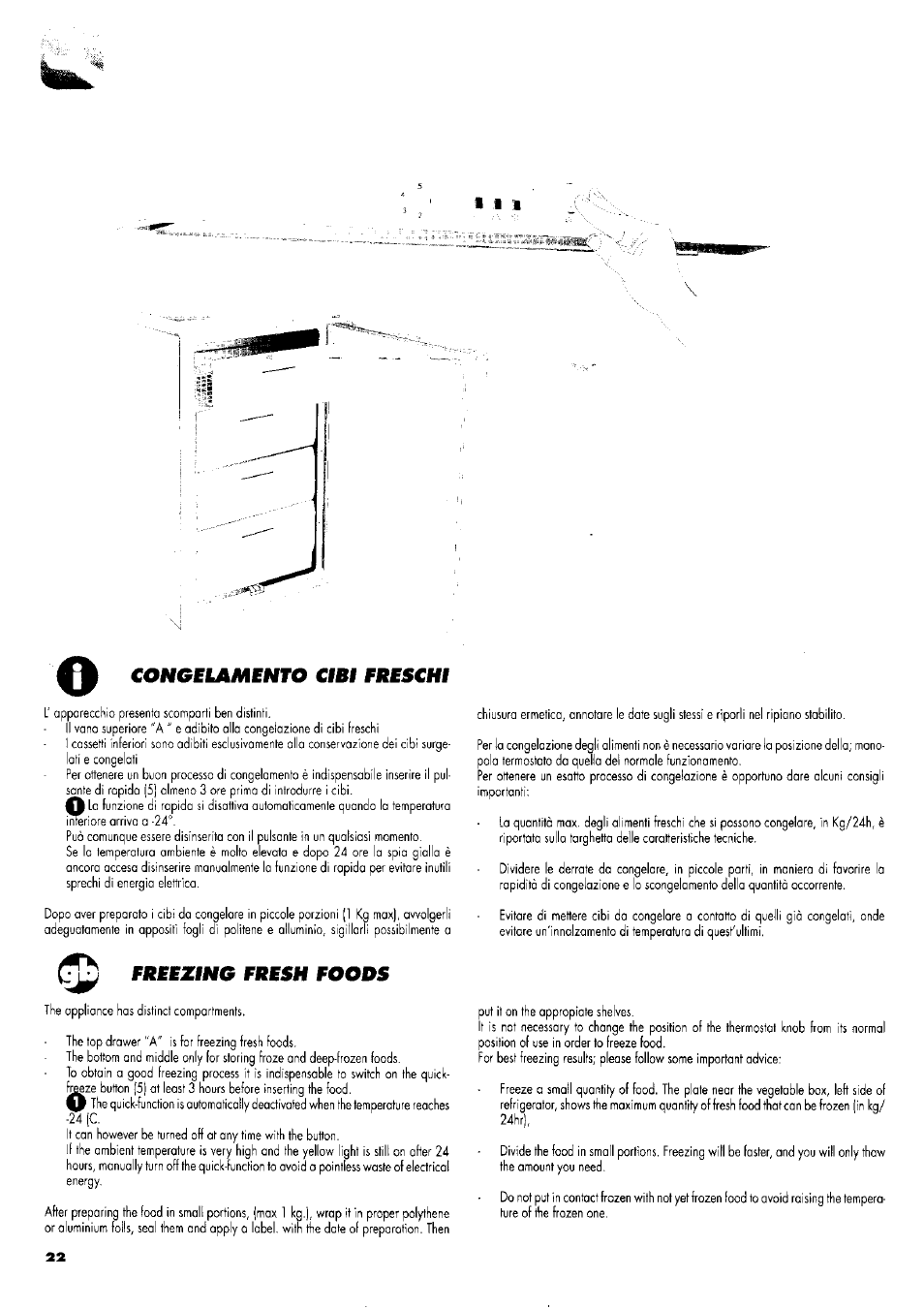 Congelamento cibi freschi | ZANKER GS 105 User Manual | Page 22 / 31