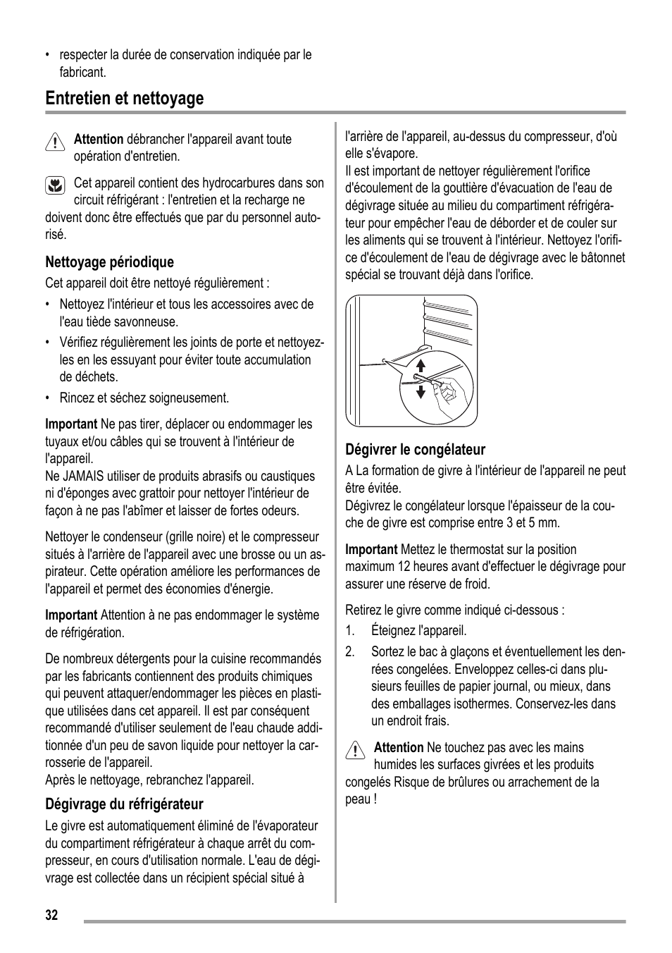 Entretien et nettoyage | ZANKER KBB 24001 SK User Manual | Page 32 / 56