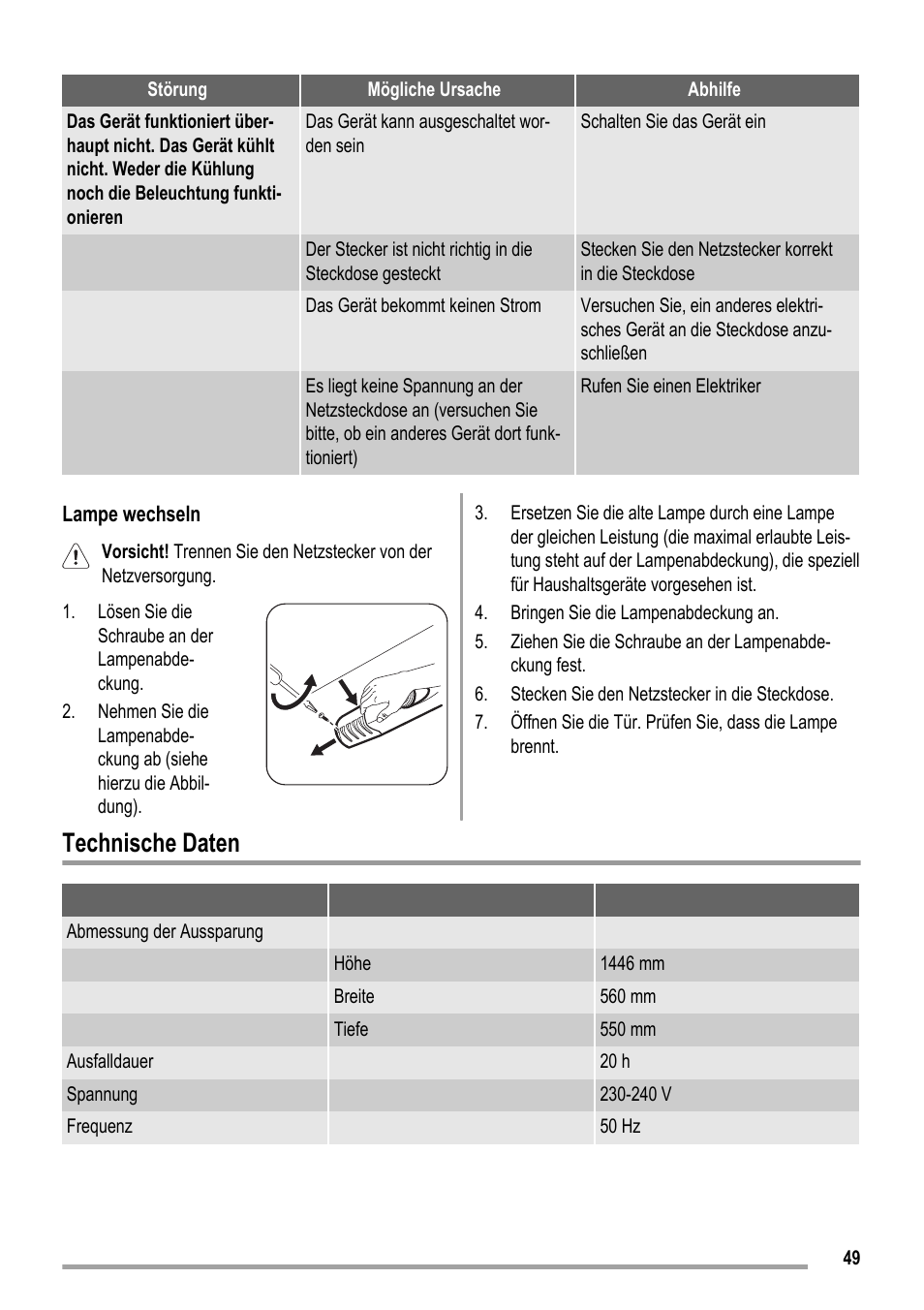 Technische daten | ZANKER KBB 24001 SK User Manual | Page 49 / 56