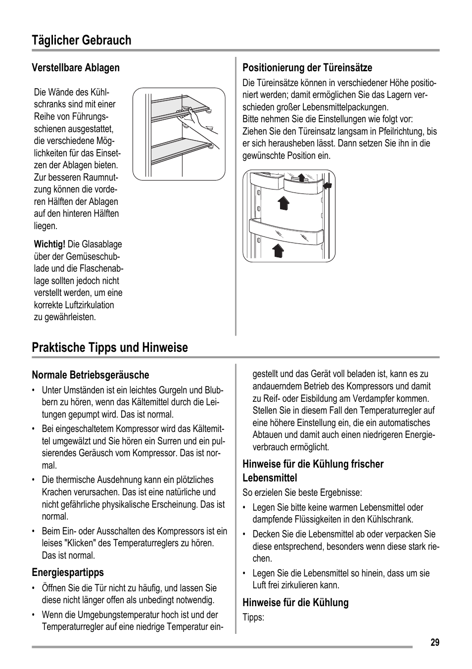 Täglicher gebrauch, Praktische tipps und hinweise | ZANKER ZKK 9008 User Manual | Page 29 / 36