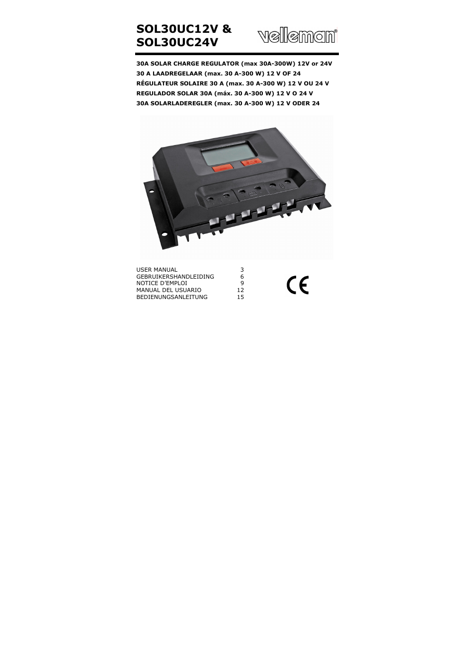Velleman SOL30UC12V User Manual | 22 pages