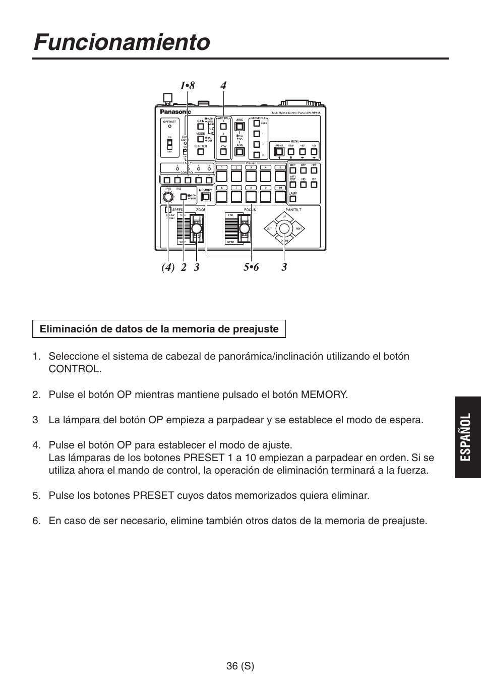 Funcionamiento | Panasonic AW-RP555 User Manual | Page 205 / 296