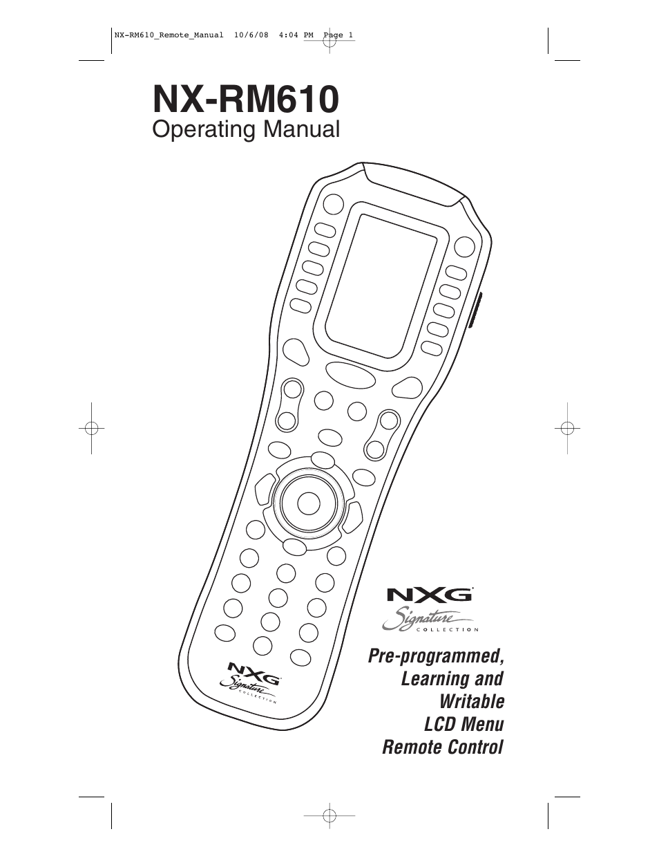 NXG Technology NX-RM610 User Manual | 66 pages