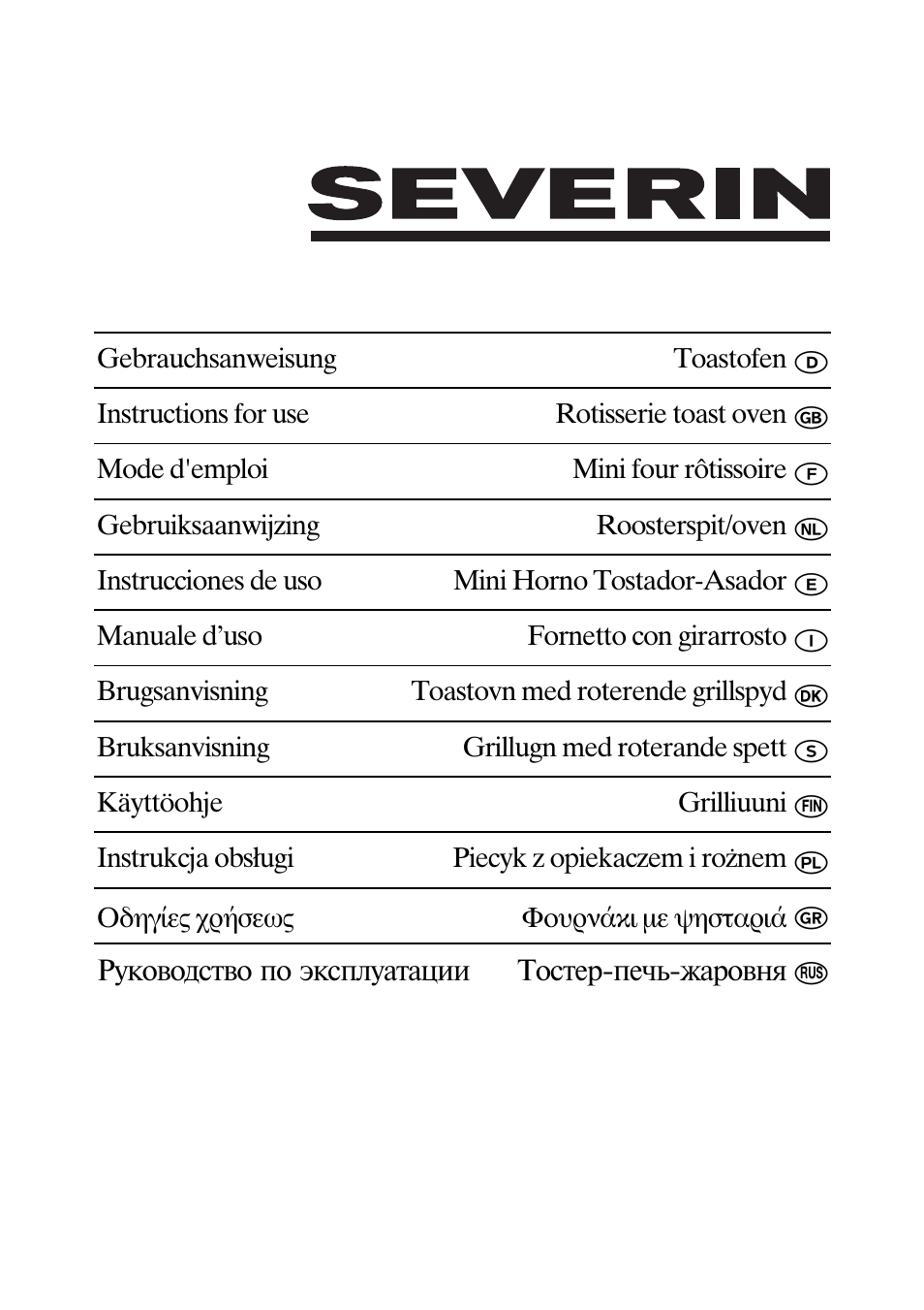 SEVERIN TO 2035 User Manual | 58 pages