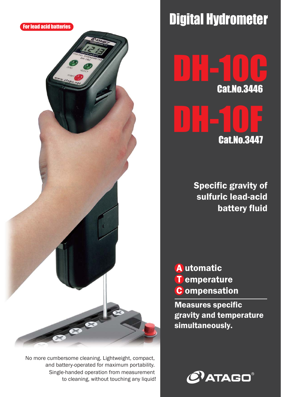 Nova-Tech Atago DH-10C - DH-10F Digital Hyrdometer User Manual | 2 pages