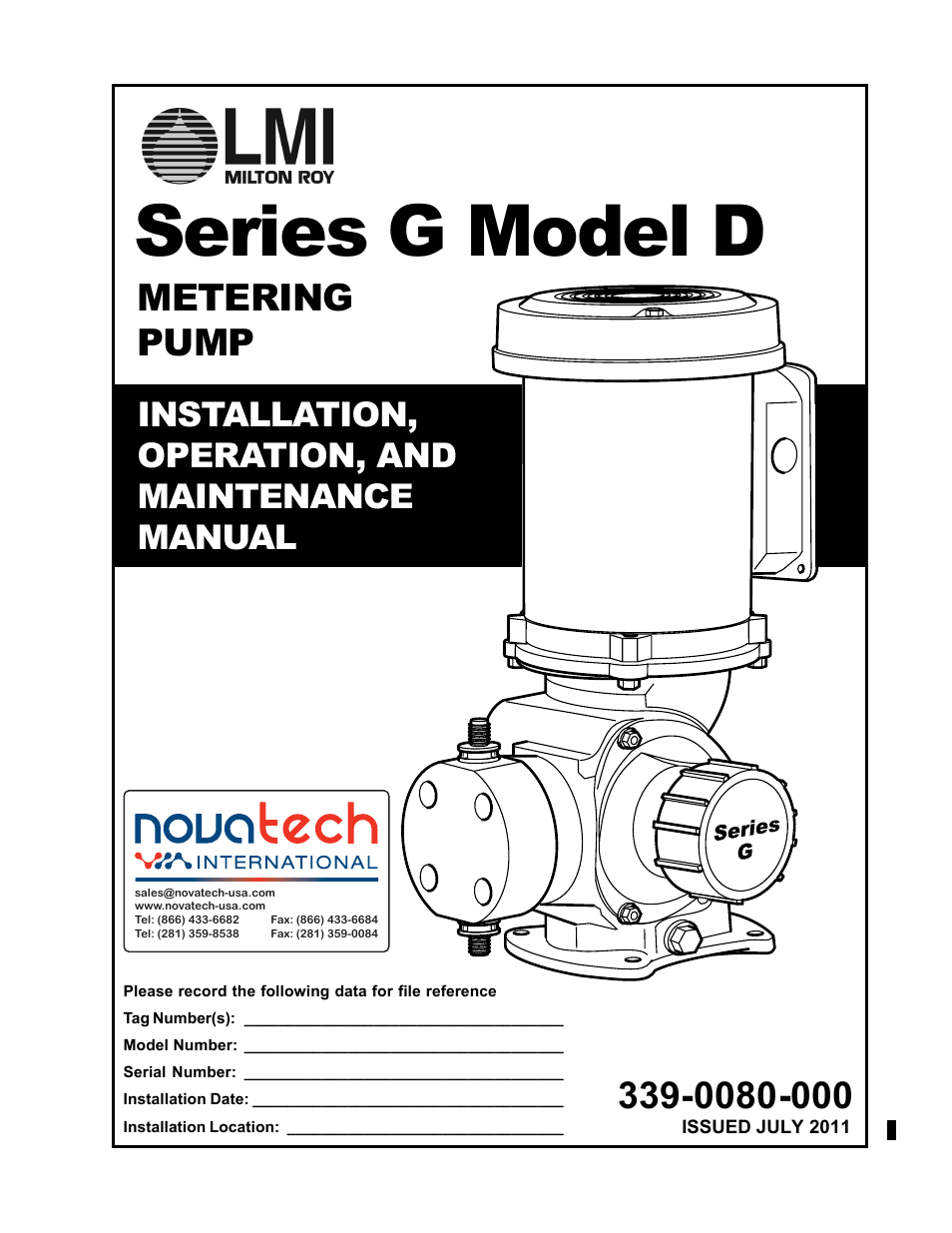 Nova-Tech LMI Series G - SD Metering Pump User Manual | 48 pages