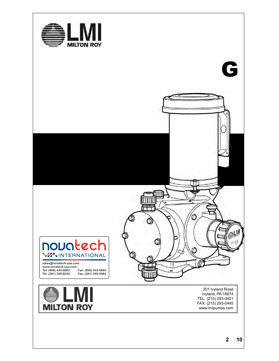 Nova-Tech LMI Series G - SG Metering Pump User Manual | 55 pages