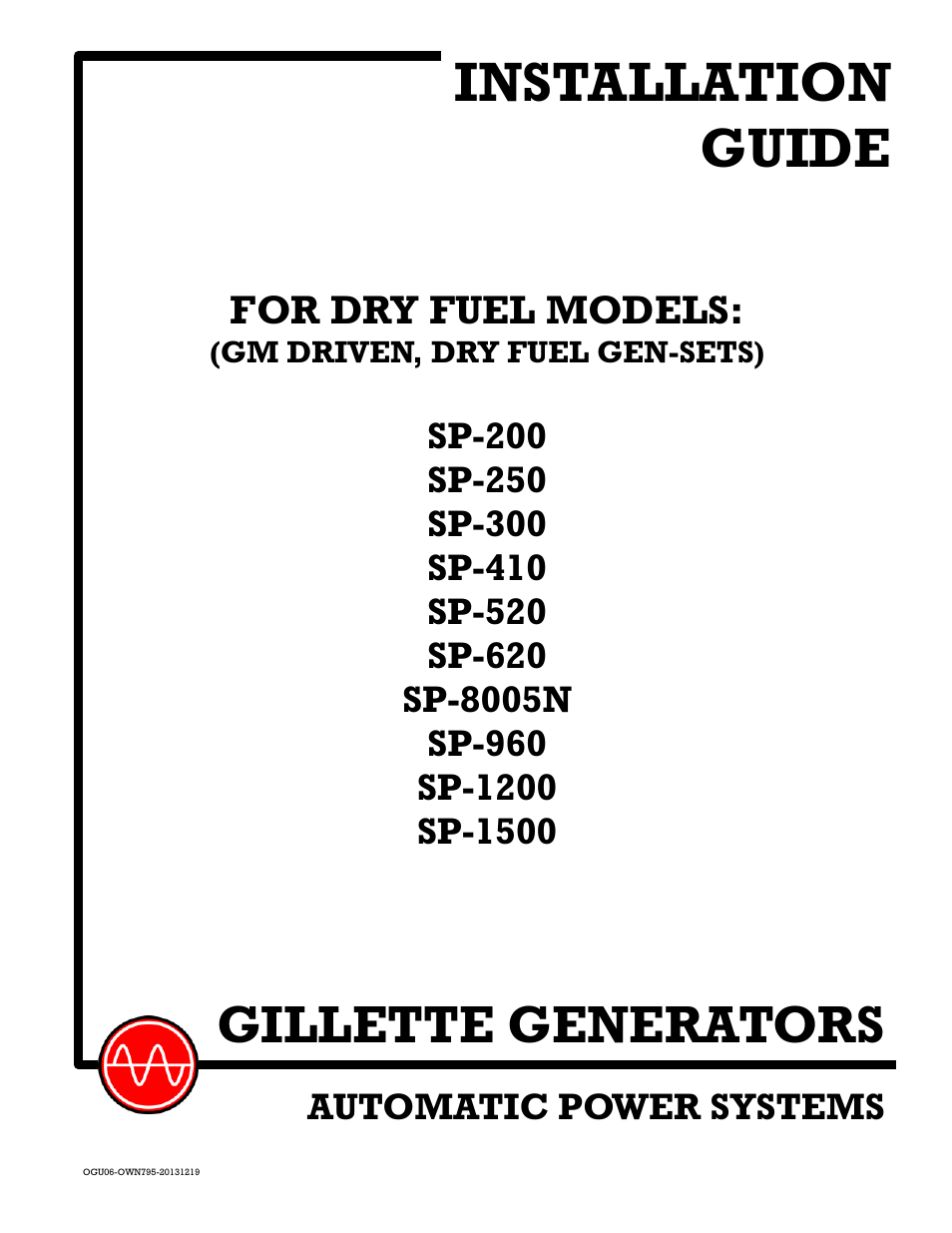 Gillette Generators SP-1500 User Manual | 30 pages