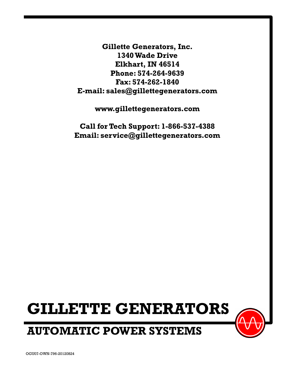 Gillette generators, Automatic power systems | Gillette Generators SPMD-2500 THRU SPMD-4000 User Manual | Page 27 / 27