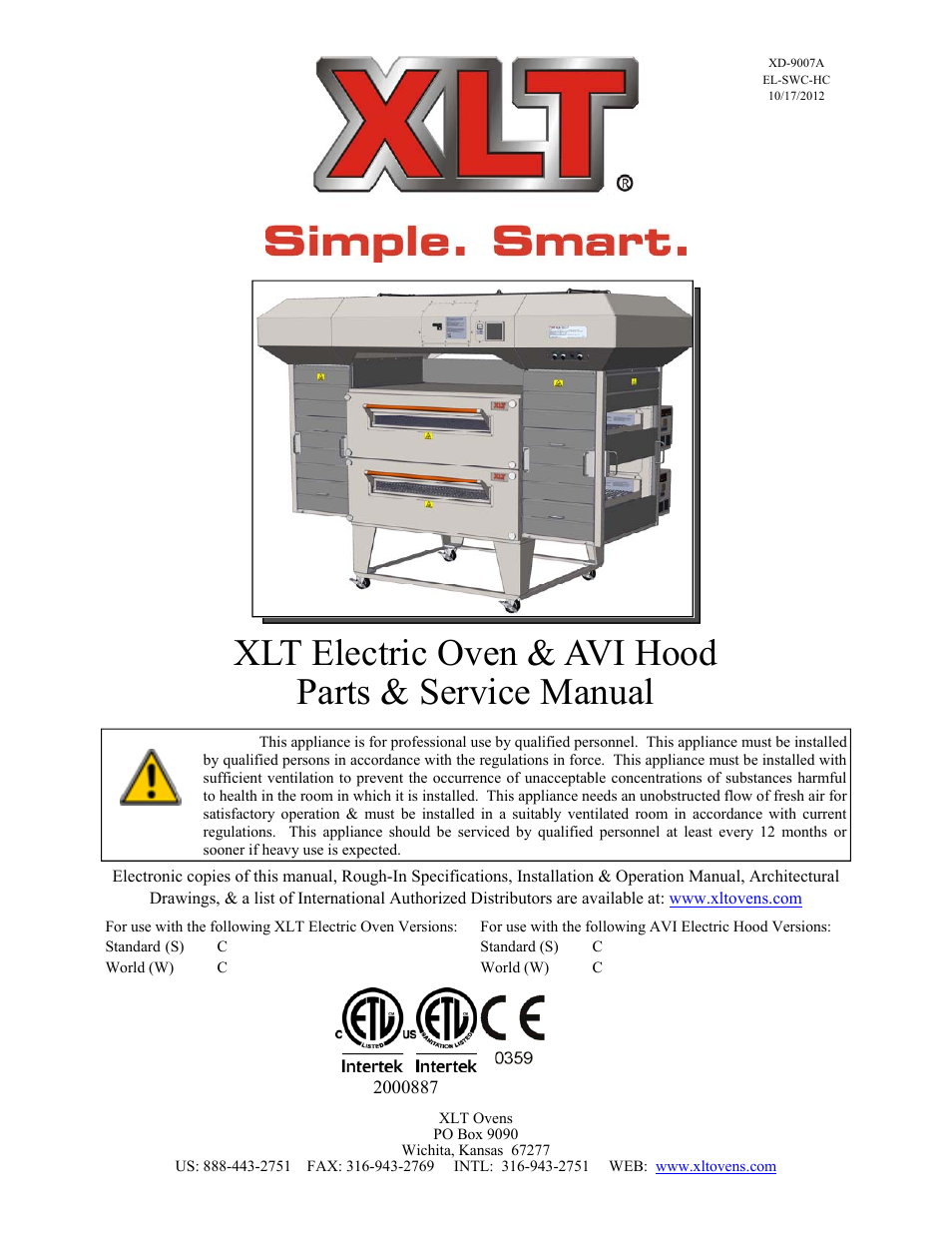 XLT XD-9007A (ELEC Oven Version – C, AVI Hood Version – C) User Manual | 64 pages