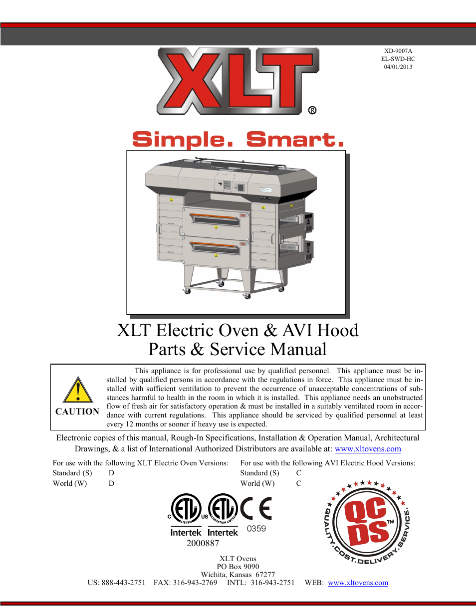 XLT XD-9007A (ELEC Oven Version – D, AVI Hood Version – C) User Manual | 64 pages