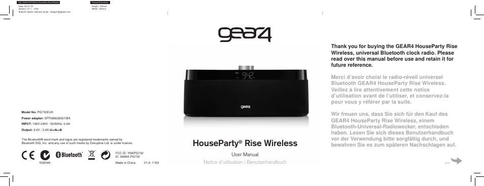 GEAR4 HouseParty Rise Wireless User Manual | 71 pages