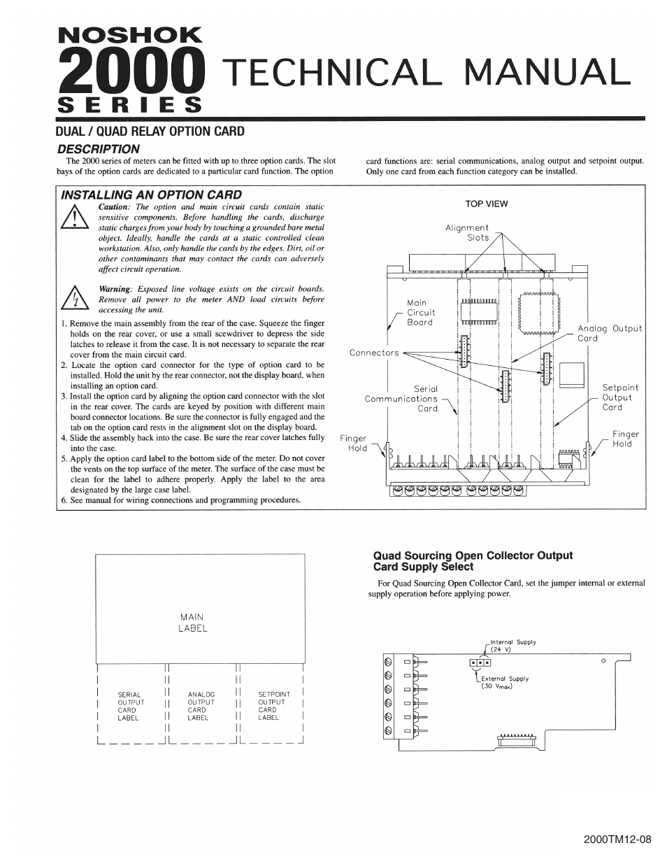 NOSHOK 2000 Series Dual/Quad Relay Option Card User Manual | 2 pages