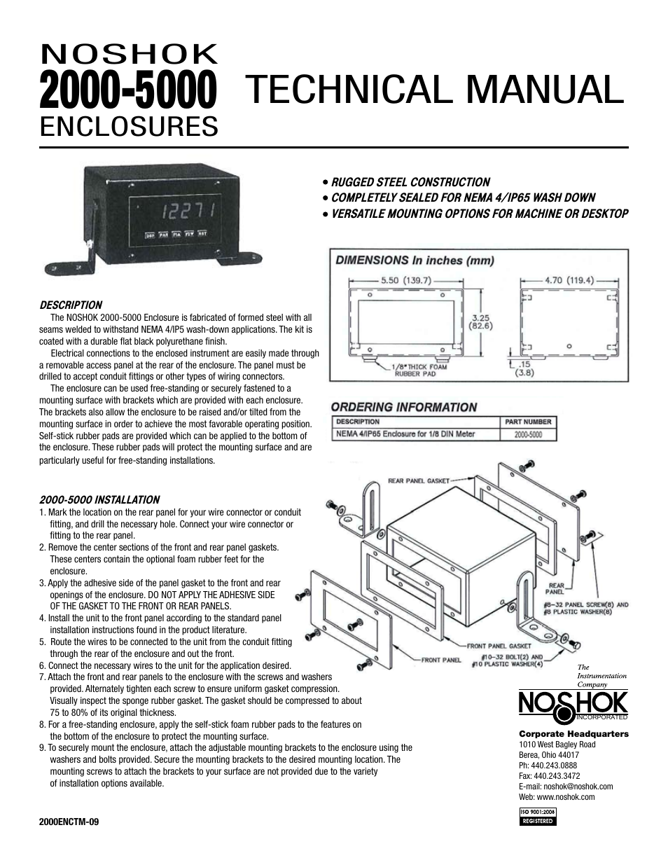 NOSHOK 2000 Series Smart System NEMA 4/IP65 2000 Smart System Enclosure User Manual | 1 page