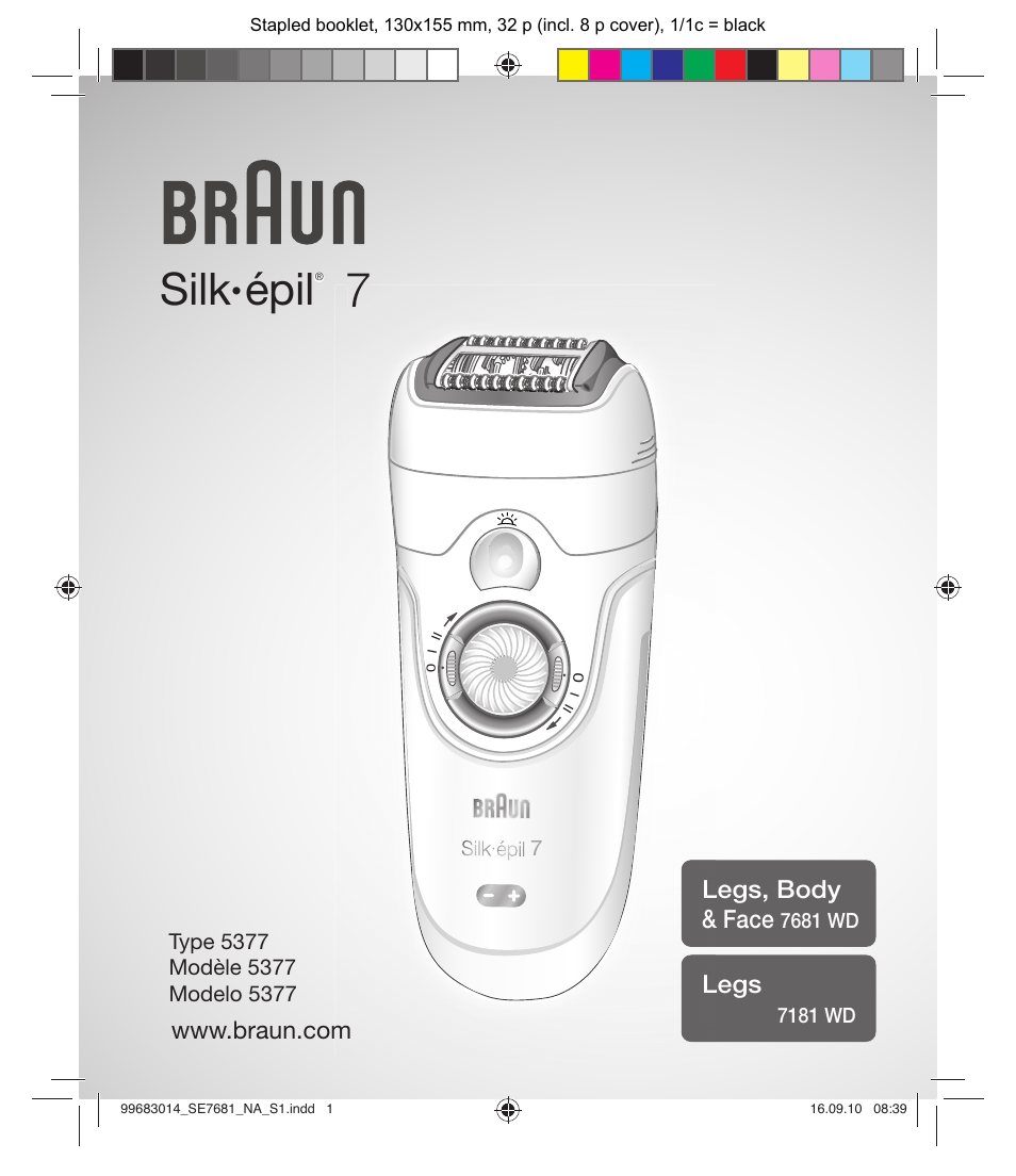 Braun 7681-5377 Silk-épil 7 Legs Body & Face User Manual | 32 pages