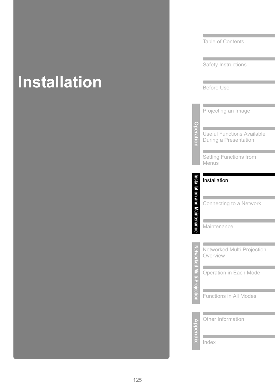 Installation | Canon XEED WUX450 User Manual | Page 125 / 314