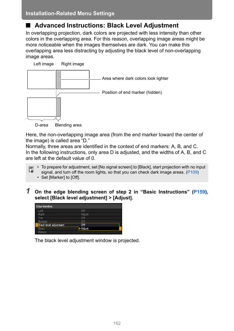 Advanced instructions: black level adjustment | Canon XEED WUX450 User Manual | Page 162 / 314