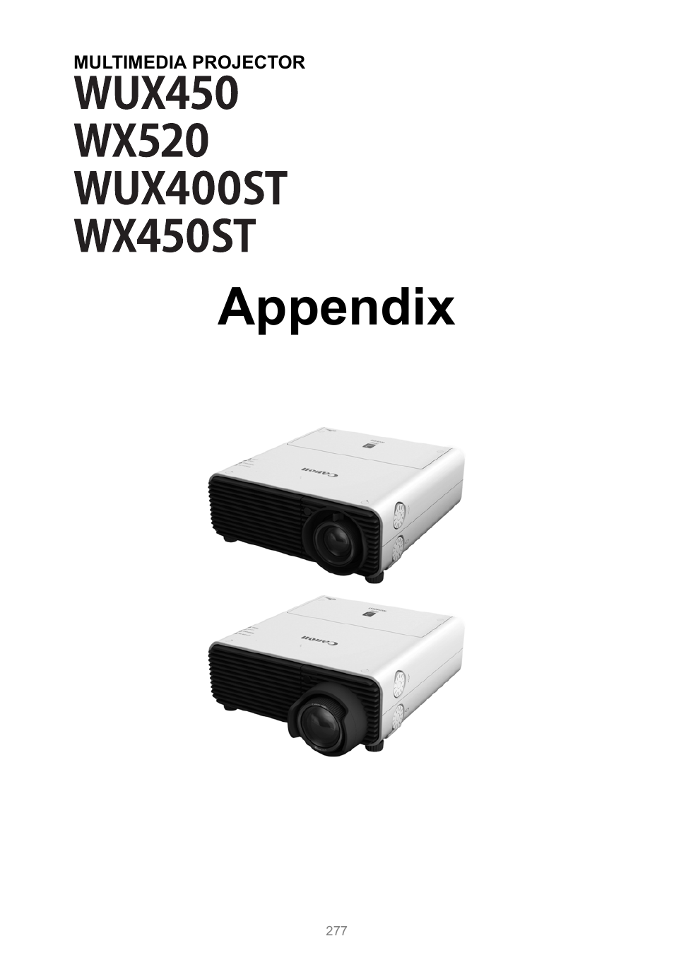 Appendix | Canon XEED WUX450 User Manual | Page 277 / 314