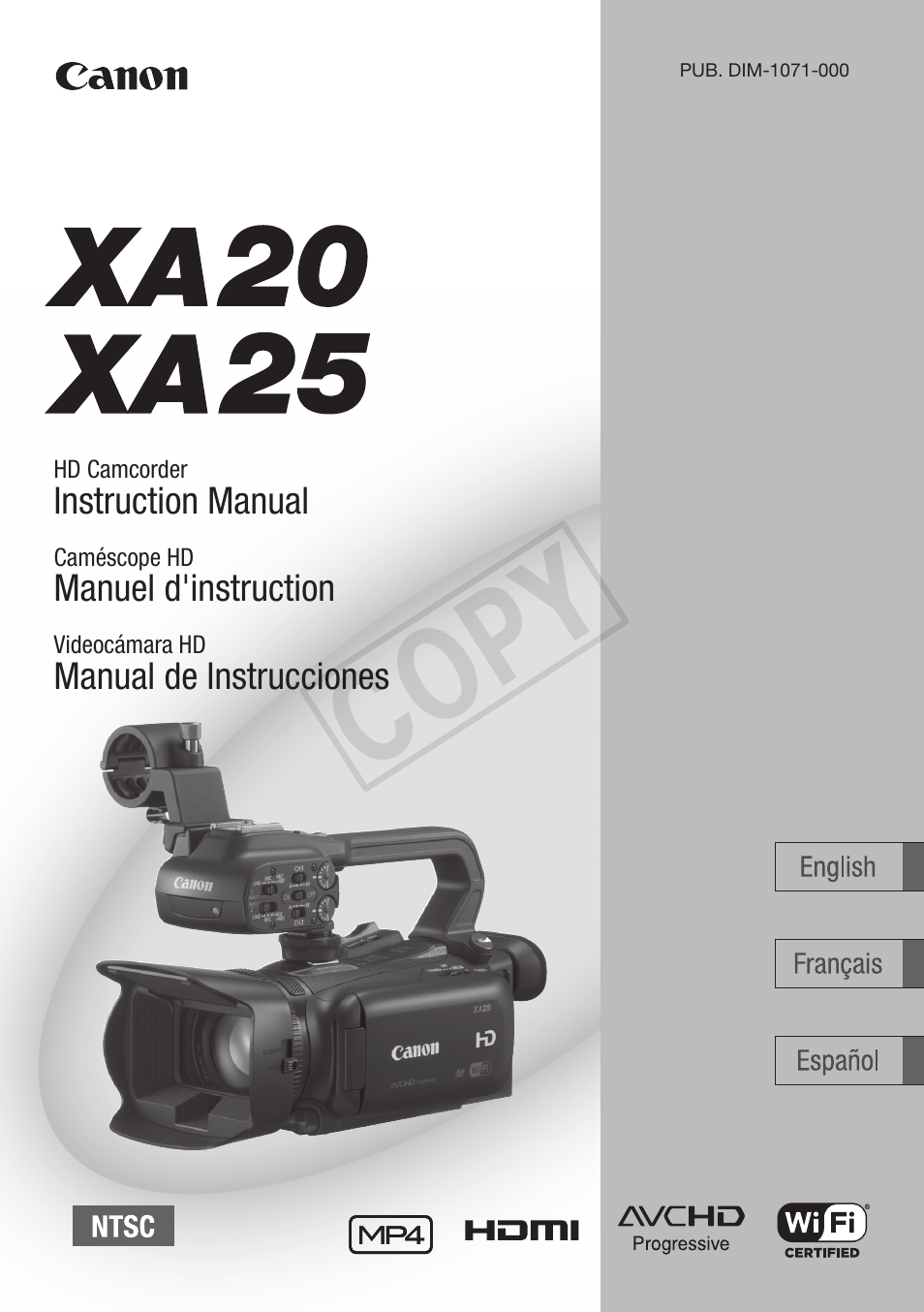 Canon XA25 User Manual | 187 pages