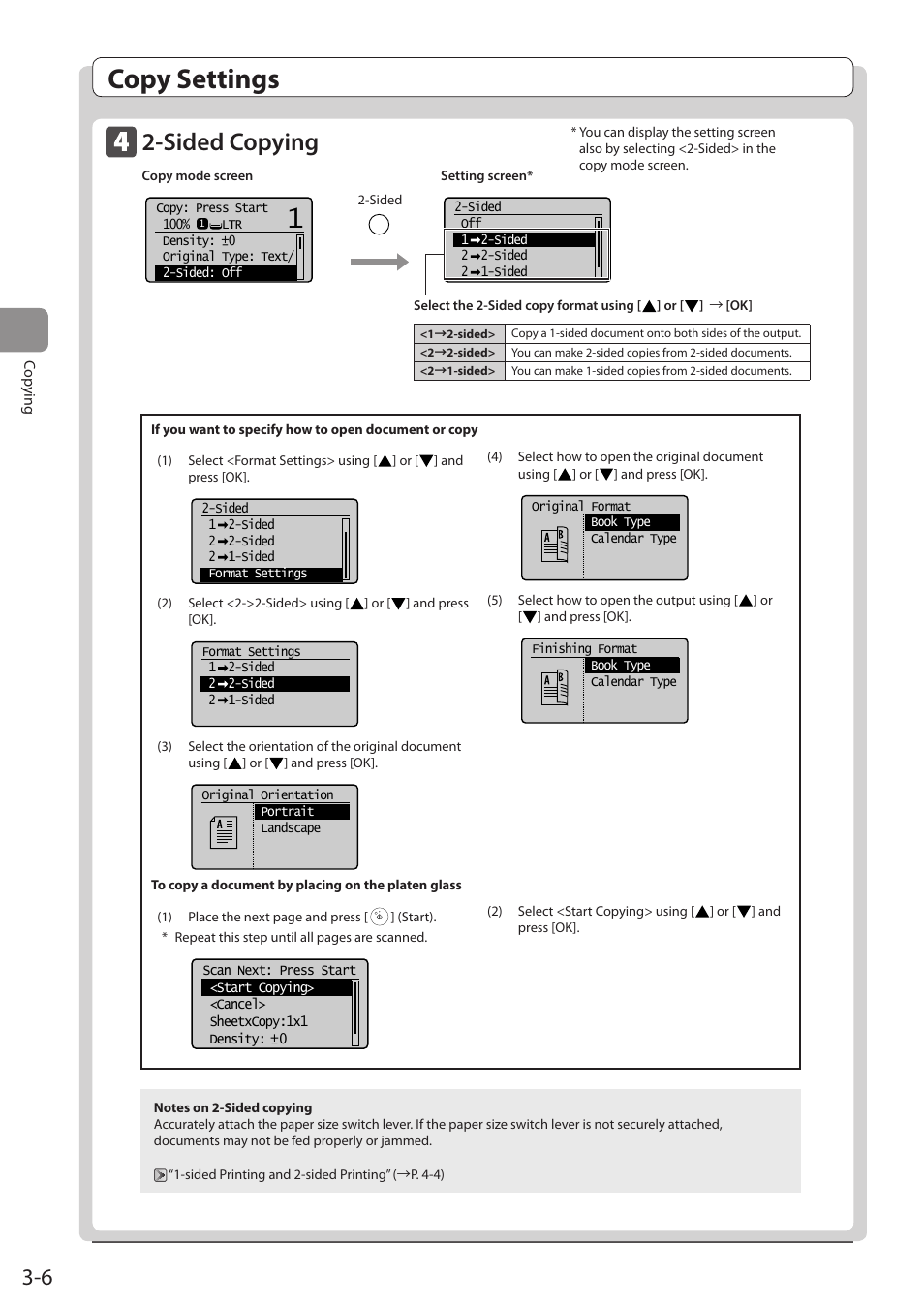 Copy settings, Sided copying | Canon imageCLASS D1350 User Manual | Page 60 / 174