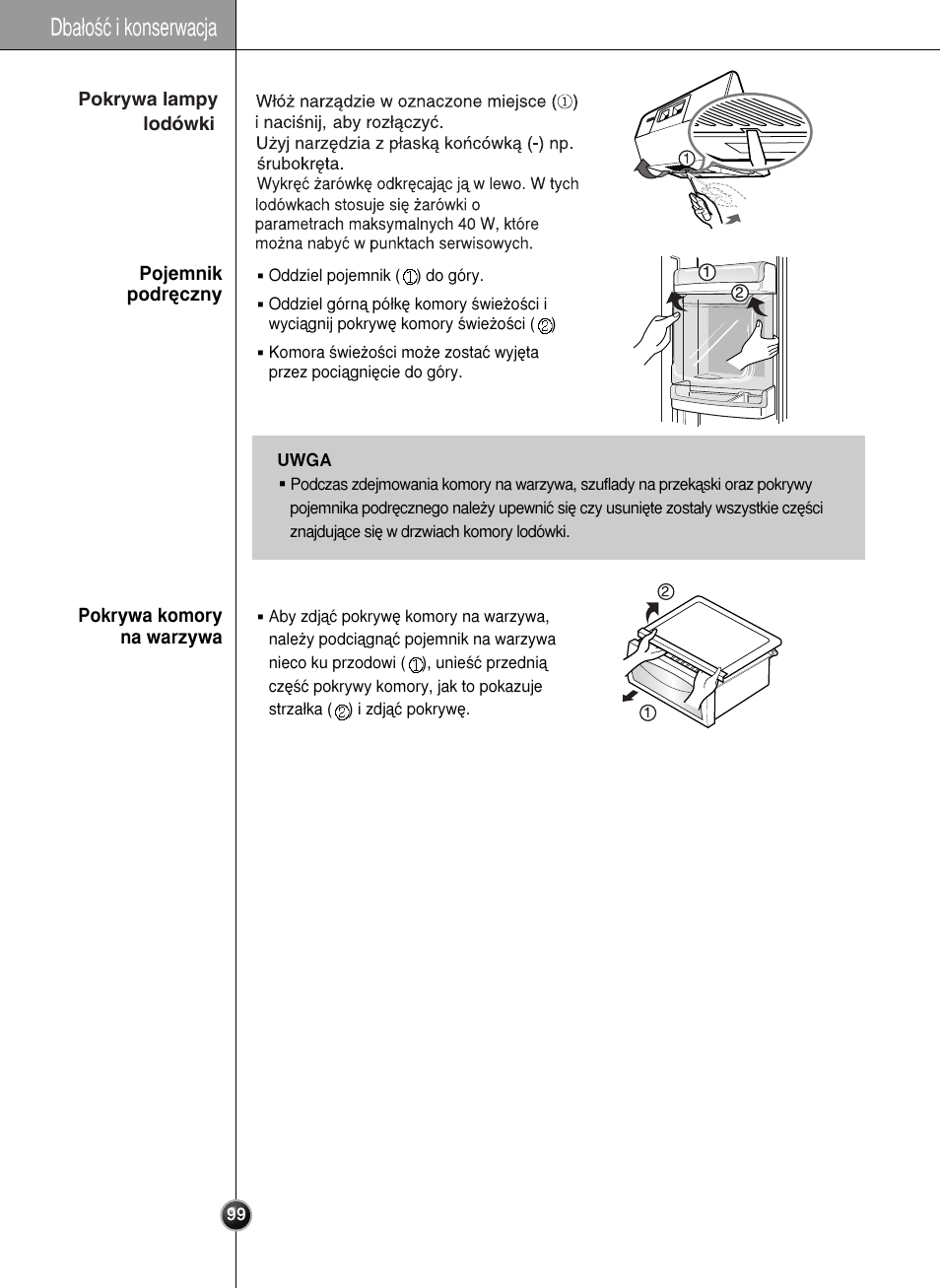 Dba∏oêç i konserwacja | LG GR-L227YLQA User Manual | Page 99 / 132