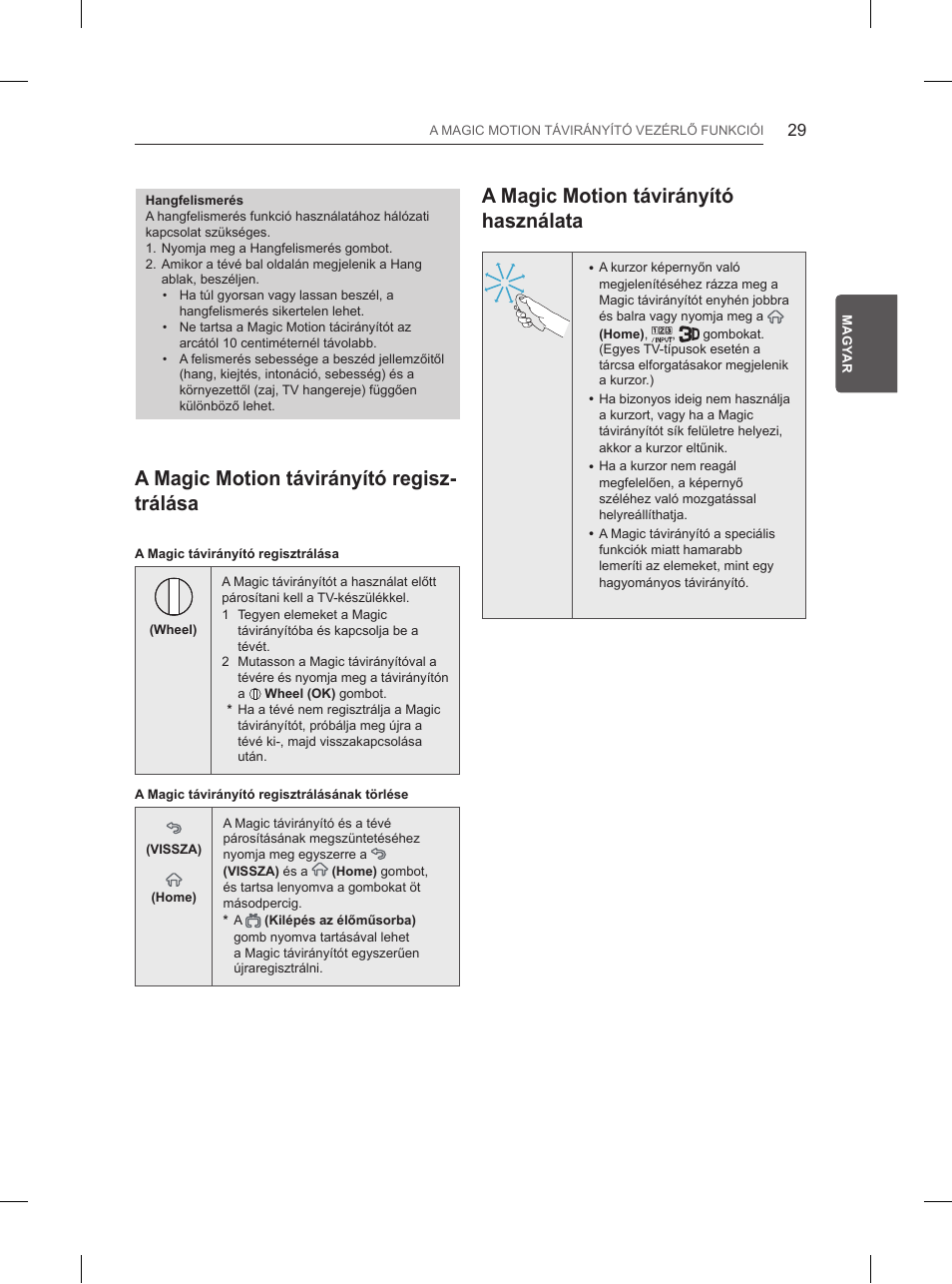 A magic motion távirányító regisz- trálása, A magic motion távirányító használata | LG 84UB980V User Manual | Page 119 / 332