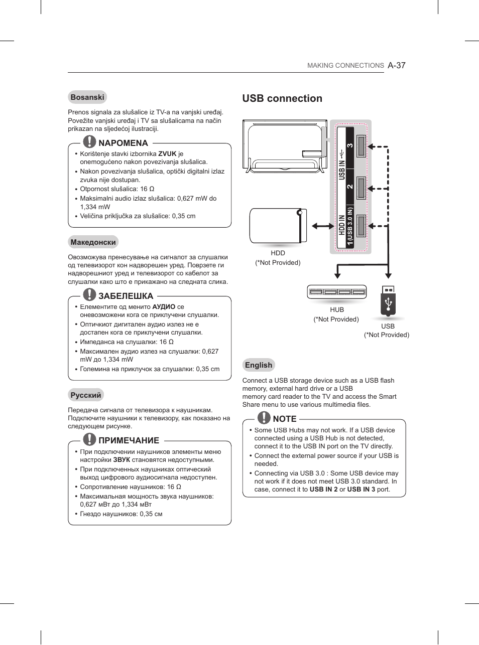 Usb connection | LG 84UB980V User Manual | Page 37 / 332