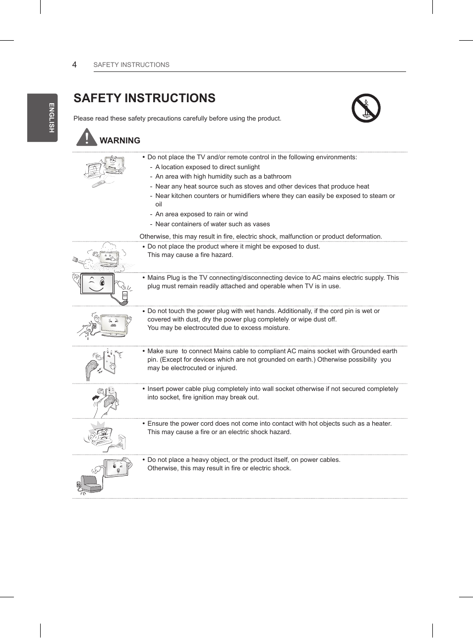 Safety instructions | LG 84UB980V User Manual | Page 60 / 332