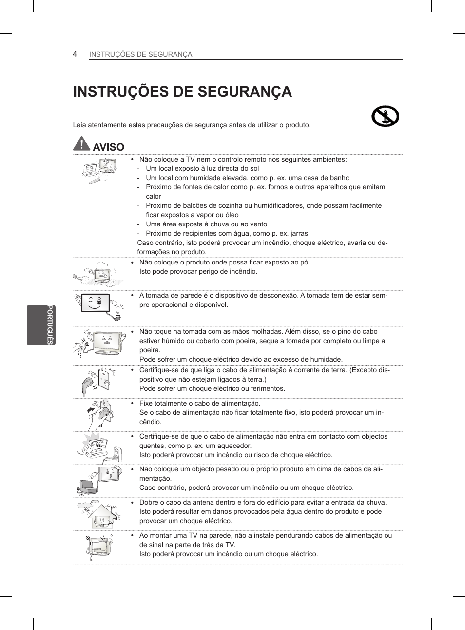 Instruções de segurança, Aviso | LG 42LS3400 User Manual | Page 128 / 237