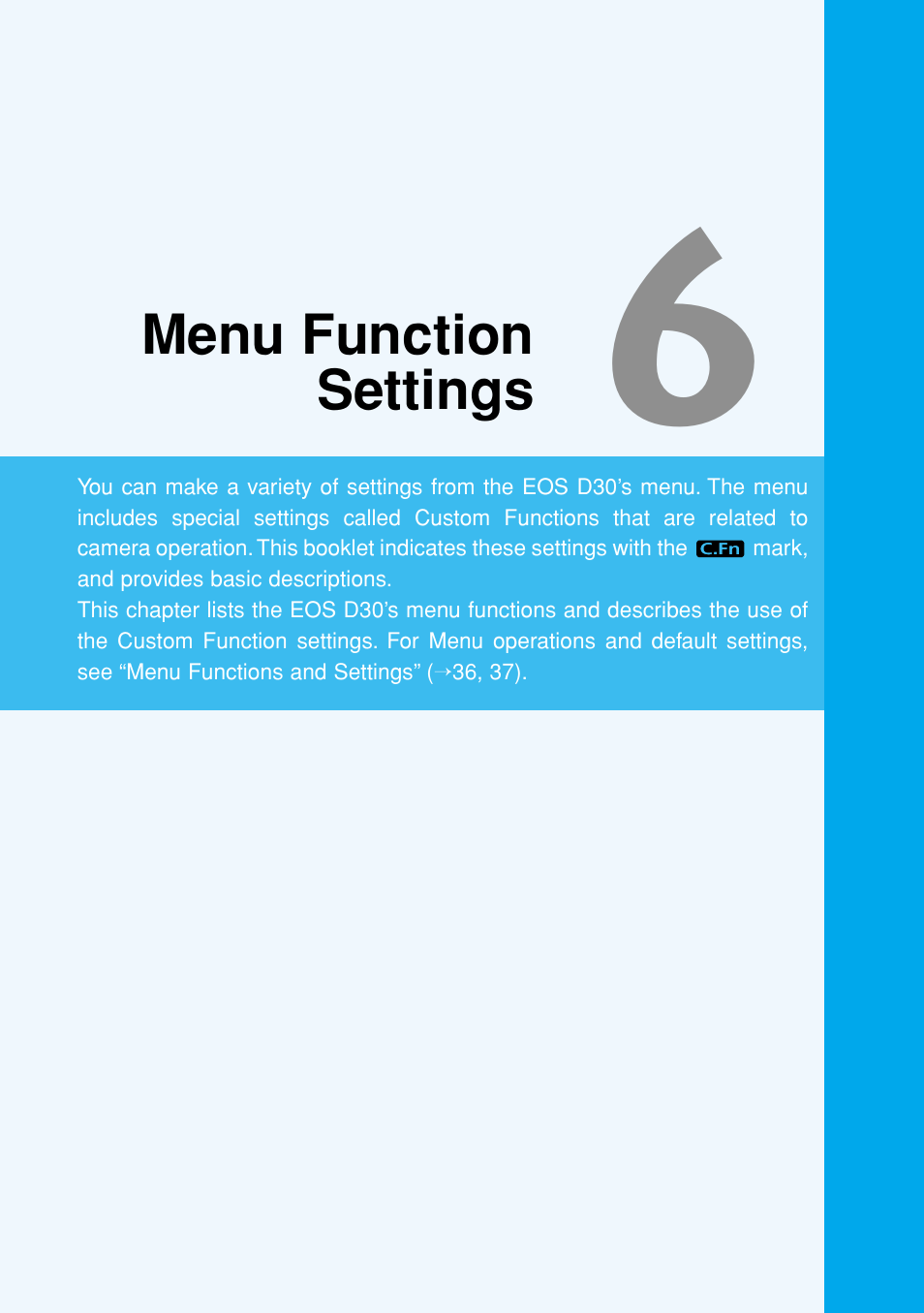 Menu function settings | Canon EOS D30 User Manual | Page 119 / 152