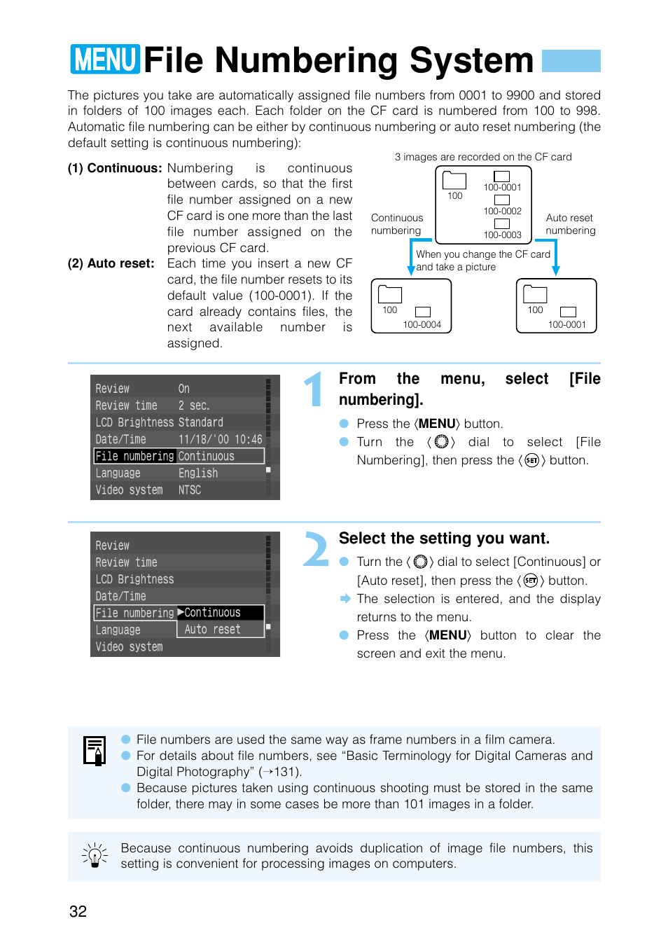 File numbering system | Canon EOS D30 User Manual | Page 32 / 152