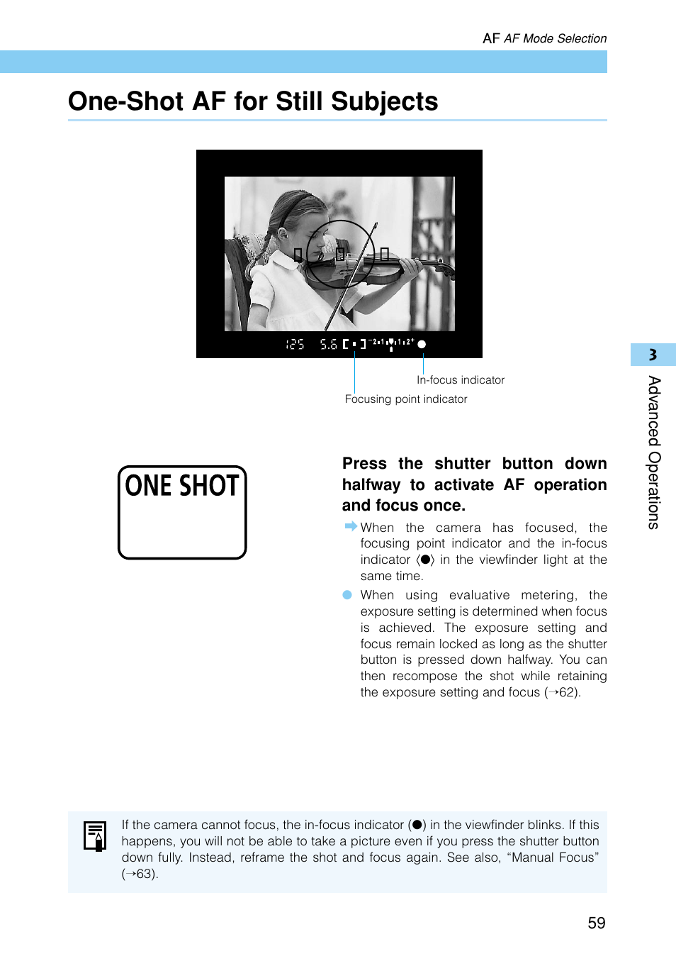 One-shot af for still subjects | Canon EOS D30 User Manual | Page 59 / 152