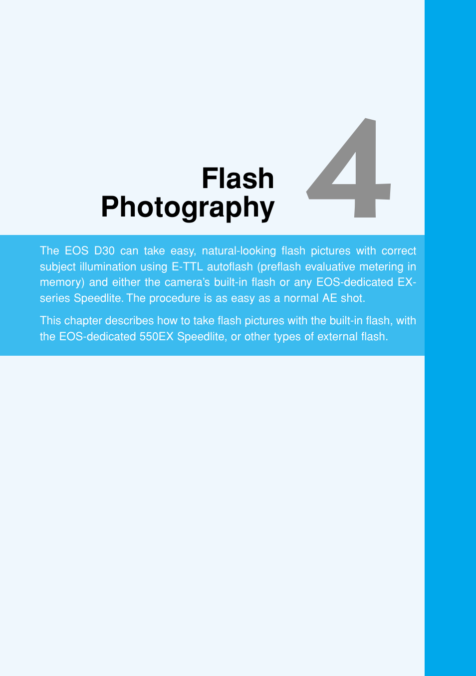 Flash photography | Canon EOS D30 User Manual | Page 89 / 152