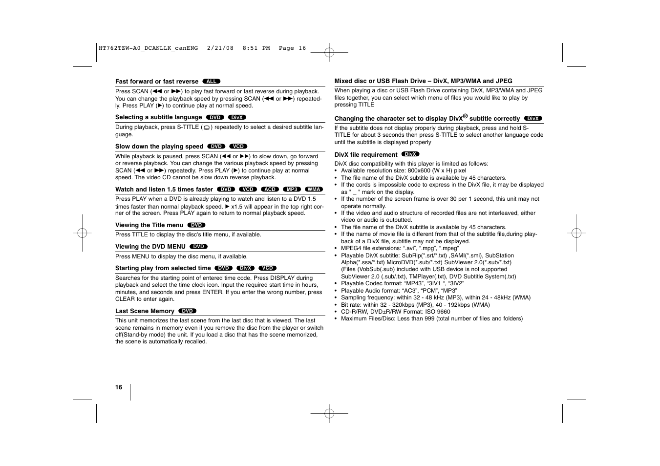 LG LHT888 User Manual | Page 16 / 24