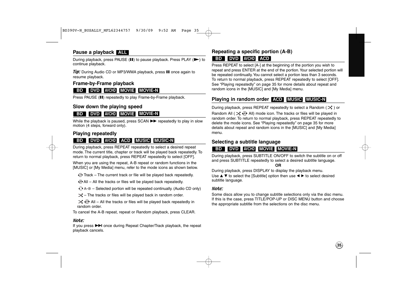 LG BD390 User Manual | Page 35 / 76