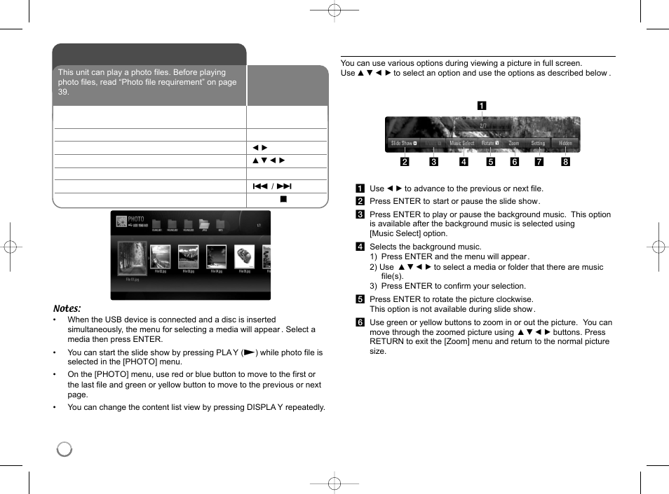 Viewing a photo | LG LHB977 User Manual | Page 38 / 65