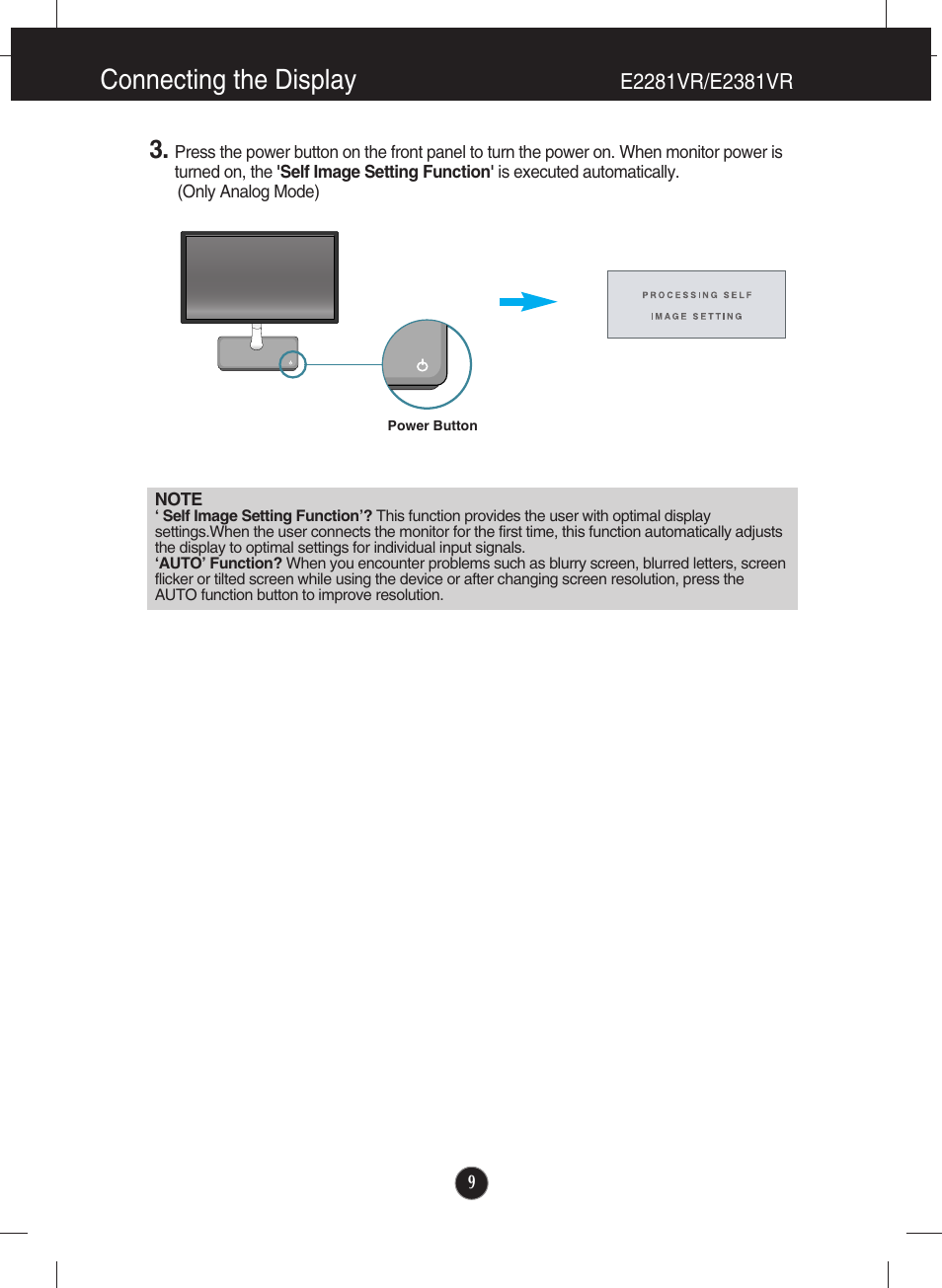Connecting the display | LG E2281VR-BN User Manual | Page 10 / 35