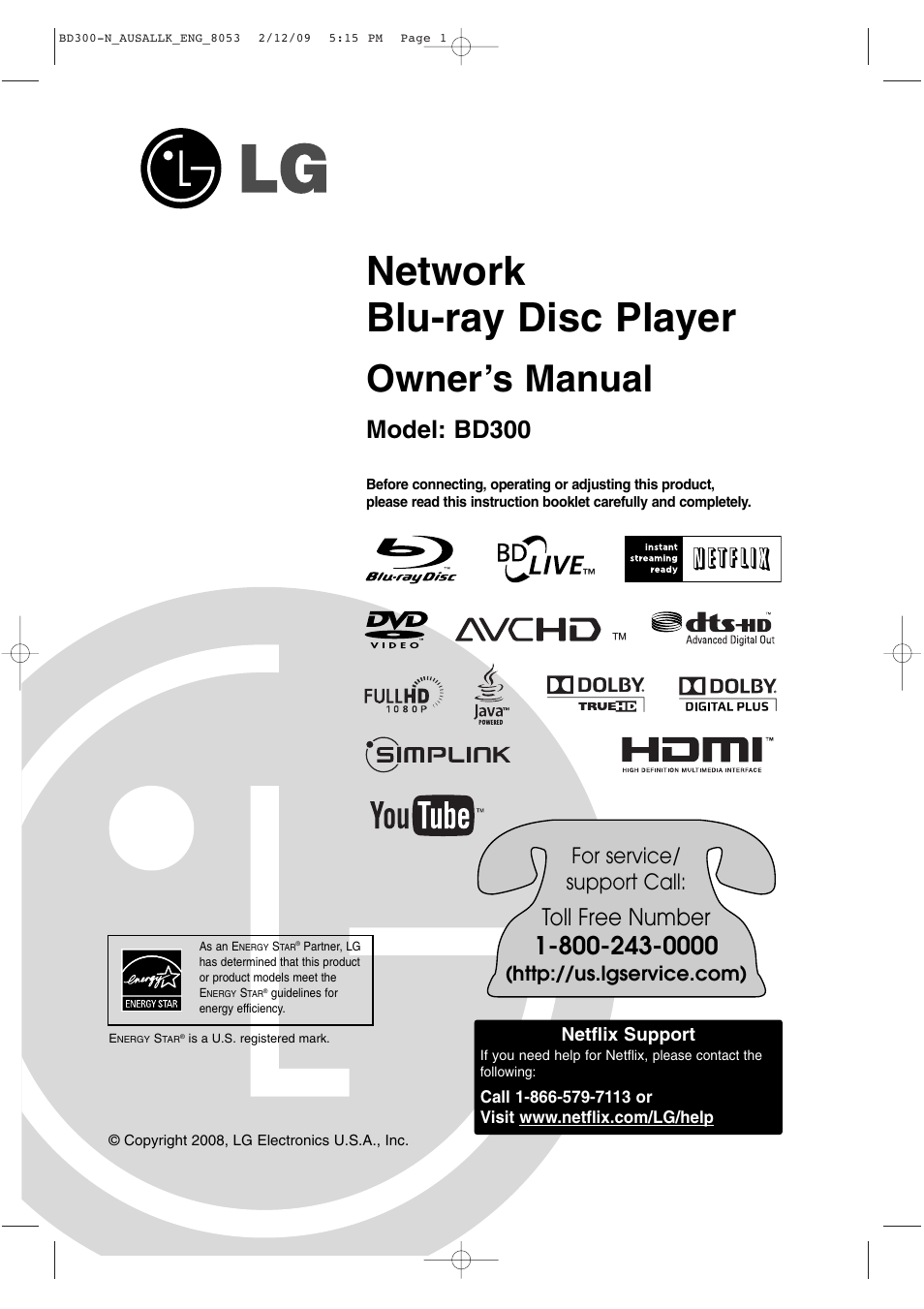 LG BD300 User Manual | 48 pages