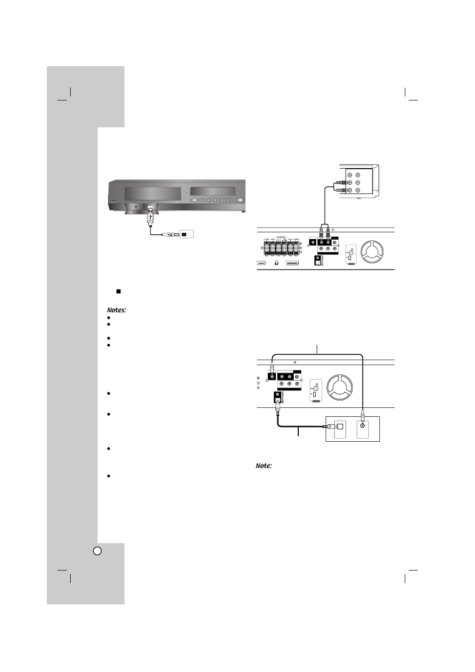 Optional equipment connection, Xm in i pod, Usb connection | Aux in connection, Optical in connection (o), Coaxial in connection (c), Set top box (or digital device, etc) o c | LG LHT764 User Manual | Page 12 / 41
