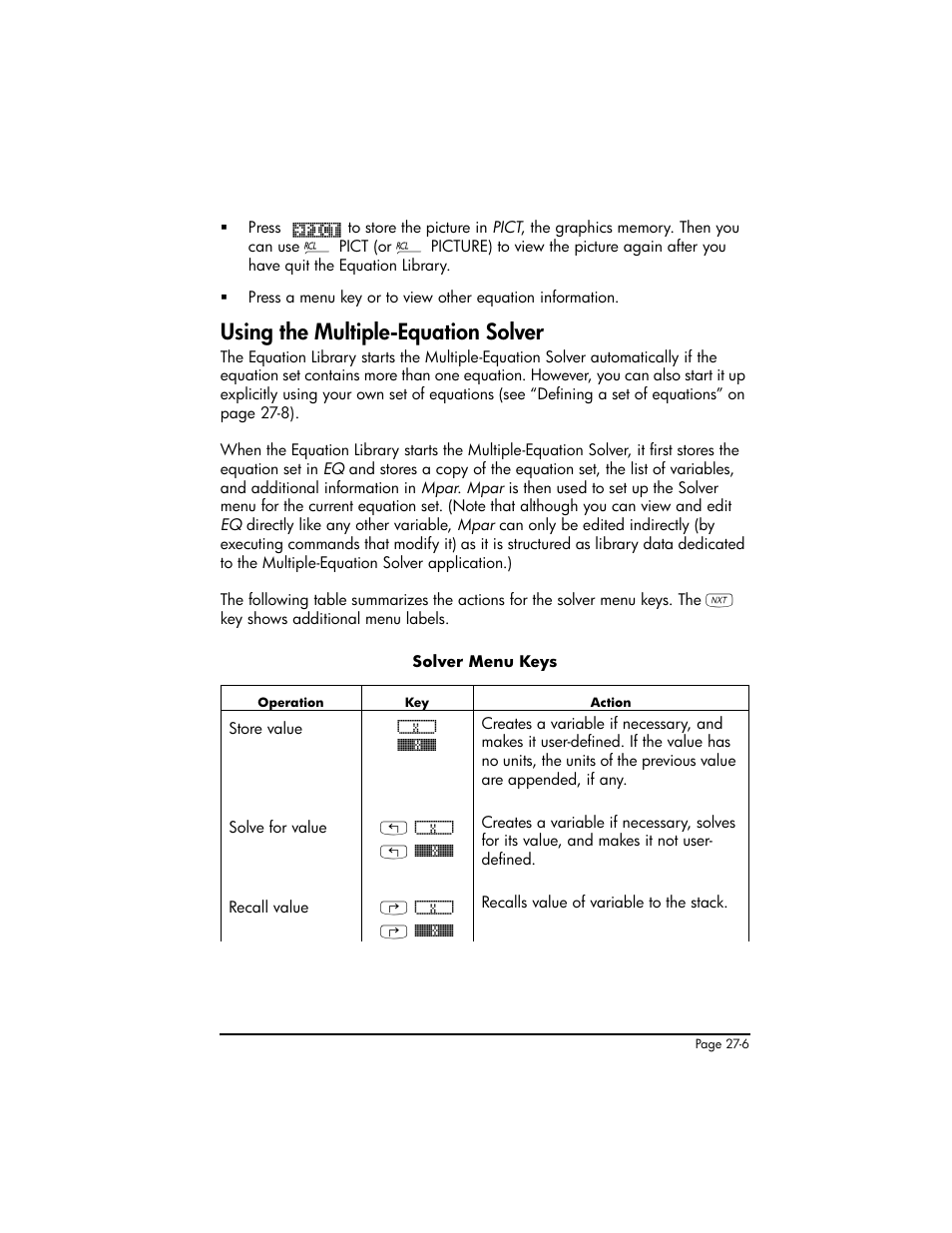 Using the multiple-equation solver, Using the multiple-equation solver ,27-6 | HP 50g Graphing Calculator User Manual | Page 788 / 887