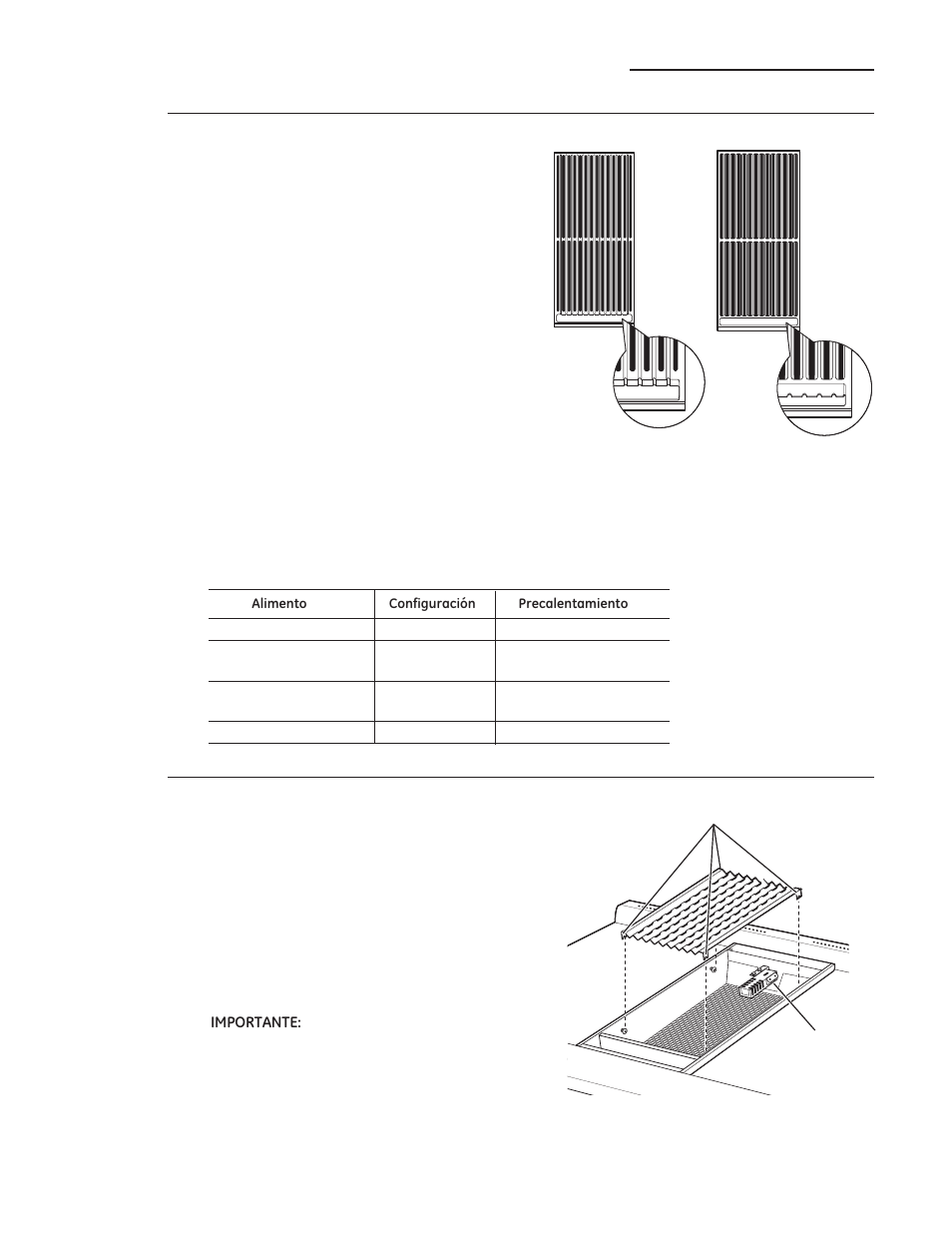 Cocción sobre superficie, Deflector radiante de la parrilla, Rejillas de la parrilla | GE ZDP486NDPSS User Manual | Page 98 / 128