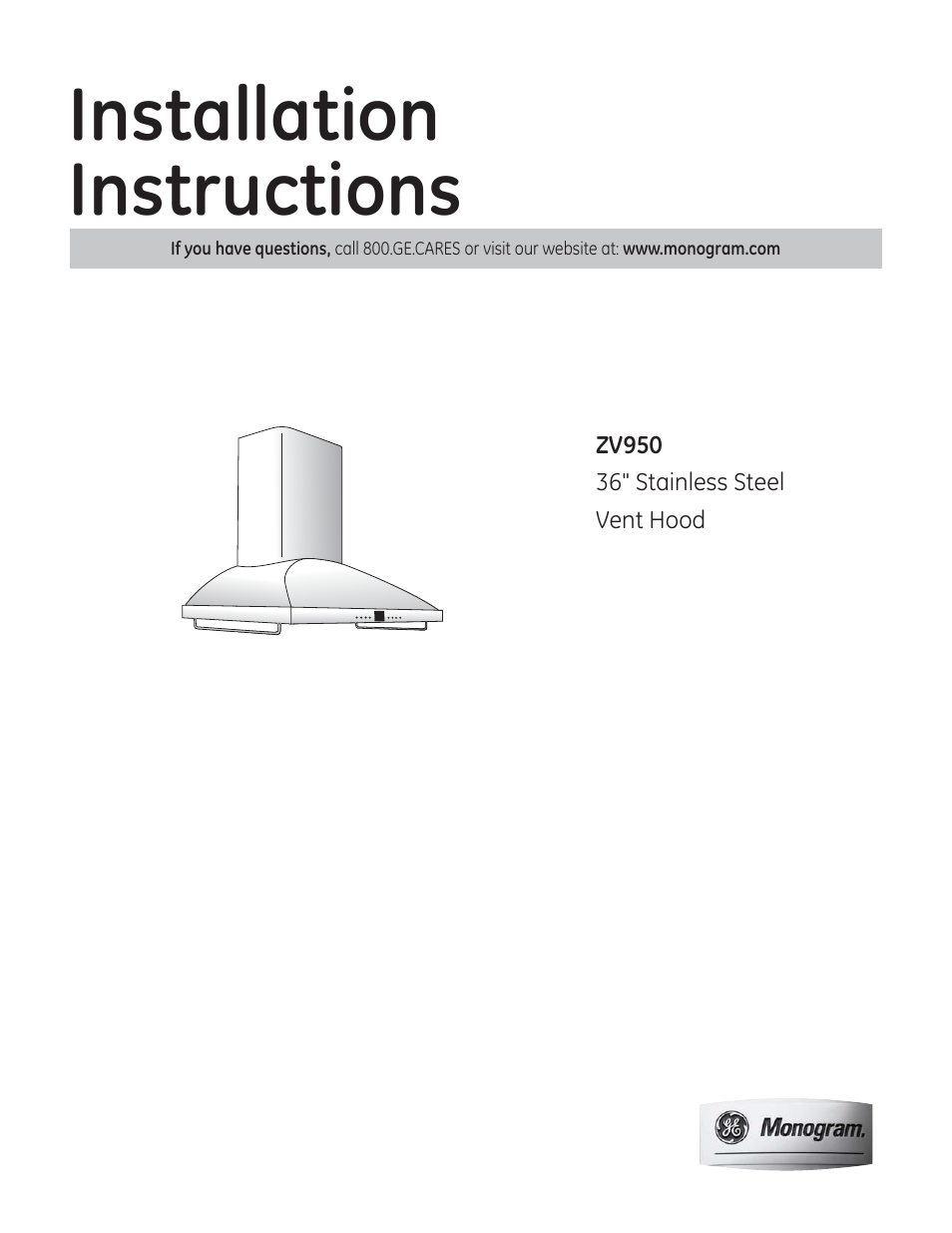 GE ZV950SDSS User Manual | 12 pages