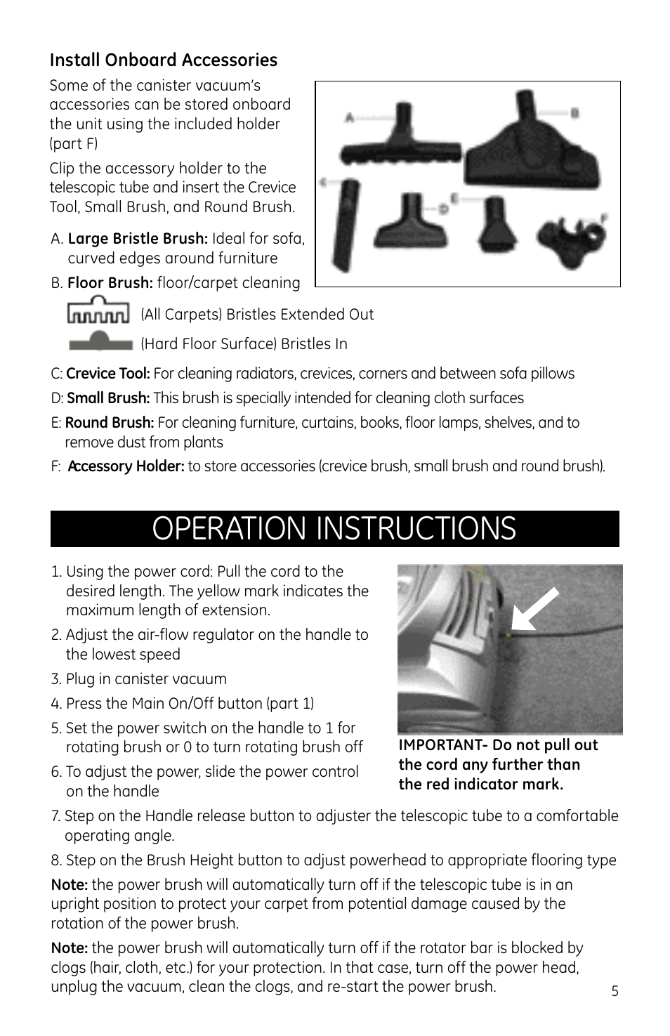 Operation instructions | GE 169072 User Manual | Page 5 / 10